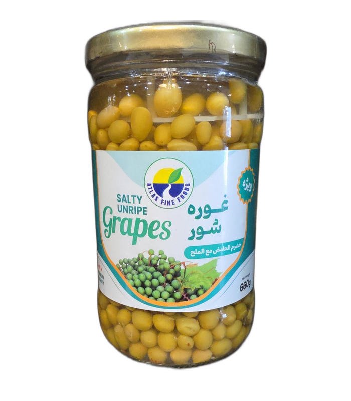Atlas Salted Unripe Grapes (Ghooreh Shoor) 660g Atlas Salted Unripe Grapes (Ghooreh Shoor) 660g glass jar