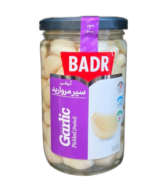 Badr Pickled Peeled Garlic (Torshi Sir Morvarid) 650g Badr Pickled Peeled Garlic (Torshi Sir Morvarid) 650g glass jar